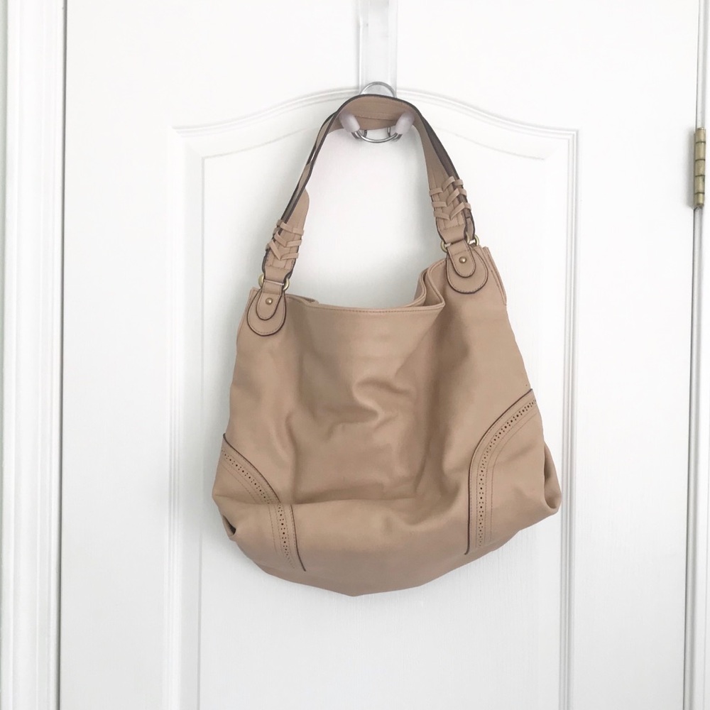 Taupe faux leather tote
